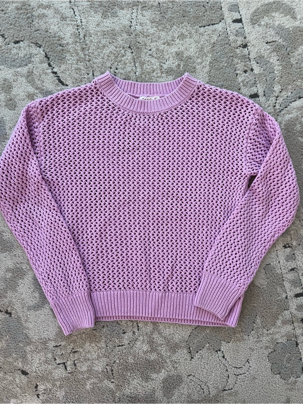 Cat & Jack Girls Lavender Open-Weave Crewneck Sweater